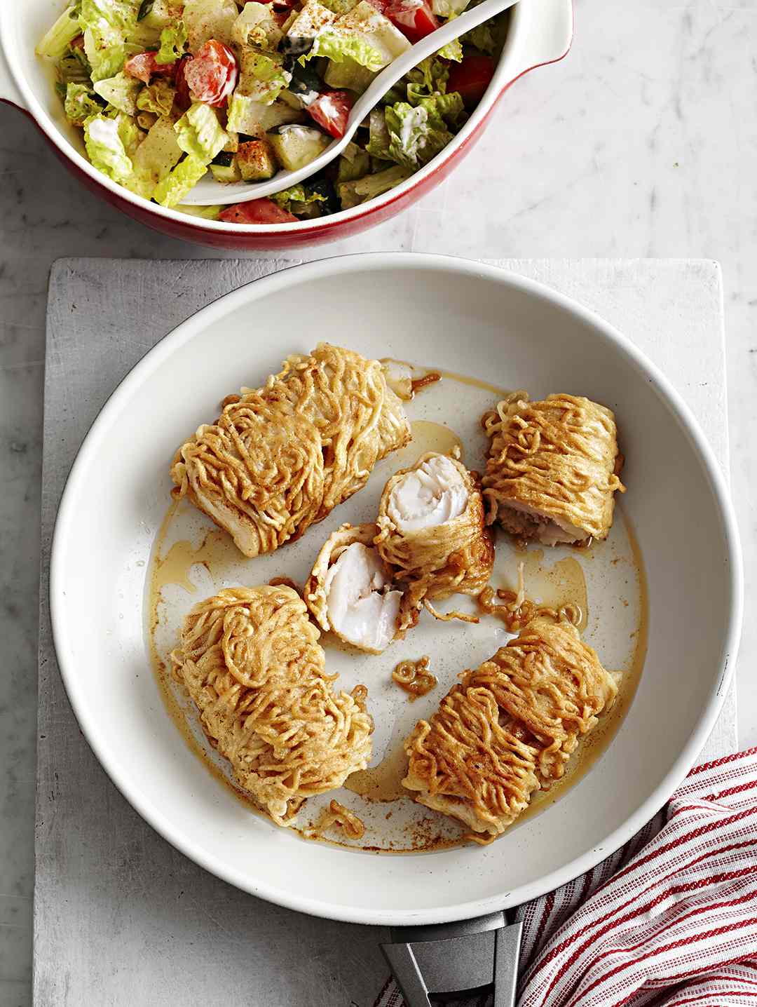 Ramen-Wrapped Cod with Chopped Salad