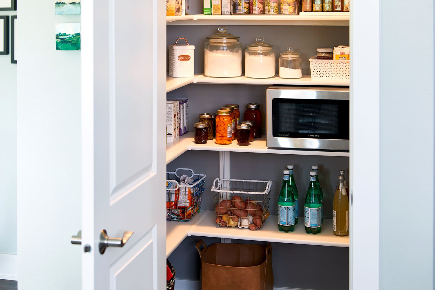organized shelves in kitchen pantry