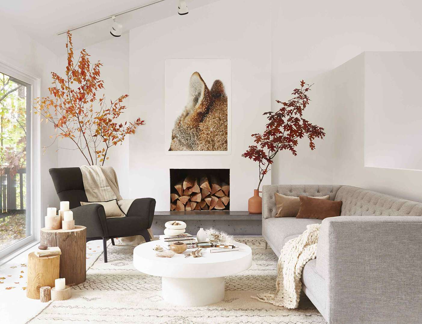 Neutral living room with Scandinavian style