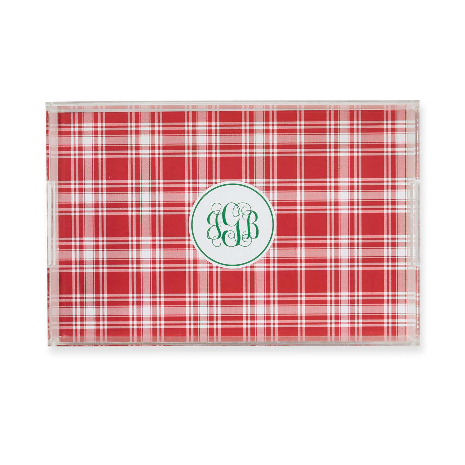 Patterned Lucite Tray with Monogram