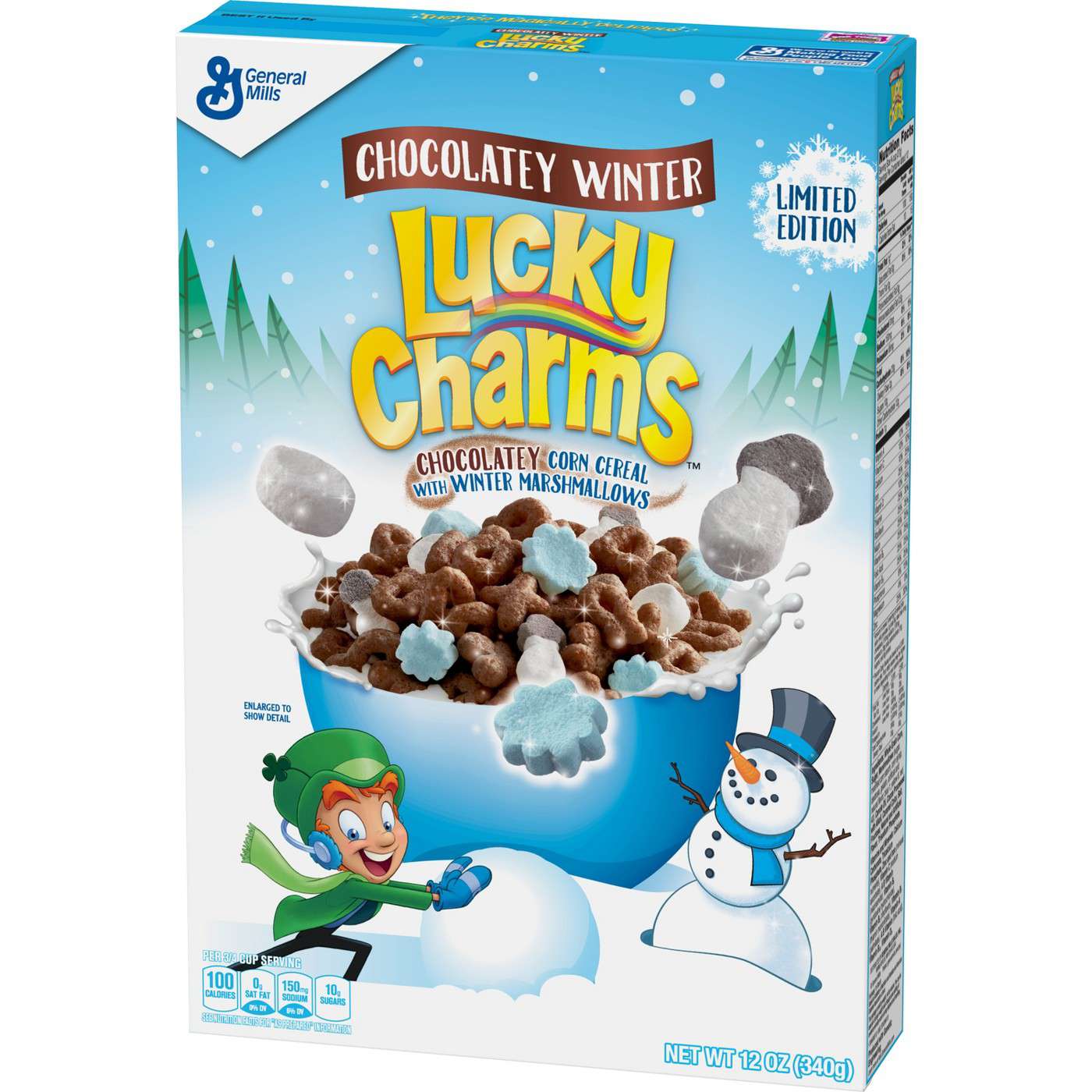 Blue box of Chocolatey Winter Lucky Charms