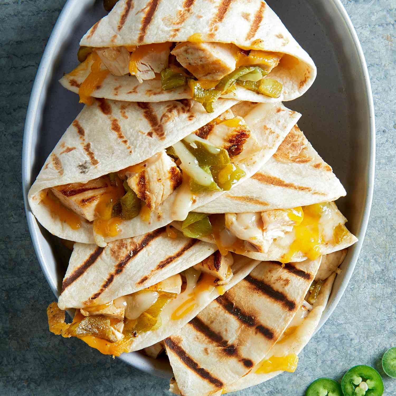 chicken-cheese quesadillas with green chiles