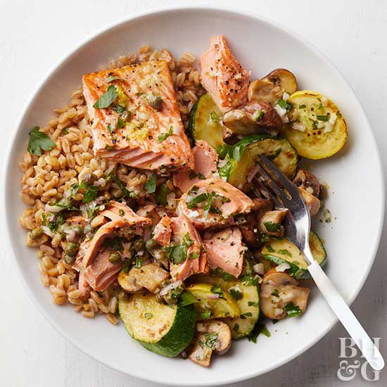 Roasted Salmon and Farro Bowls