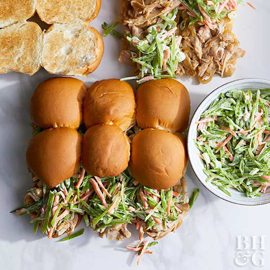 Asian-Style Chicken Sliders with Snow Pea Slaw