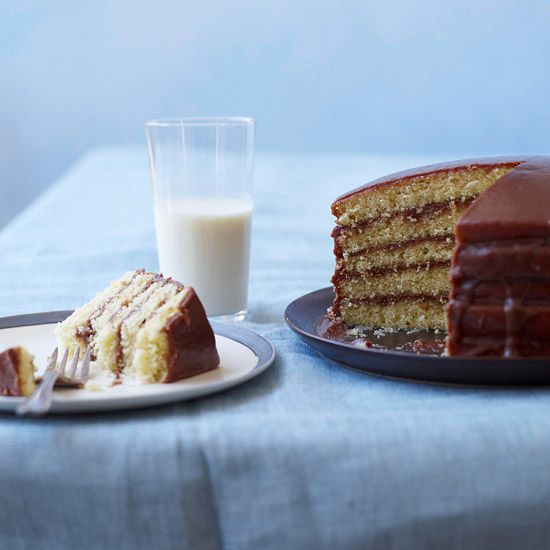 Golden Layer Cake with Chocolate Icing