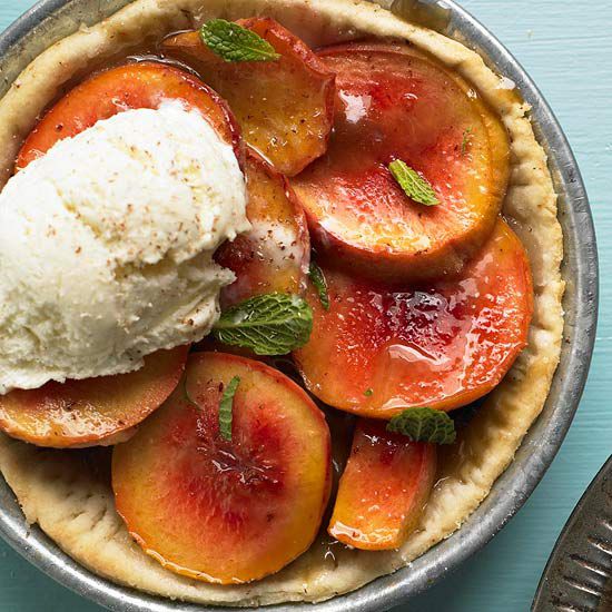 Roasted Peach Pies with Butterscotch Sauce