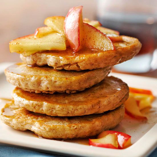 Spiced Oatmeal Pancakes with Saut&eacute;ed Apples