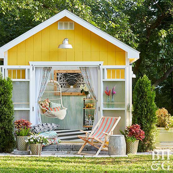 shed exterior with open doors