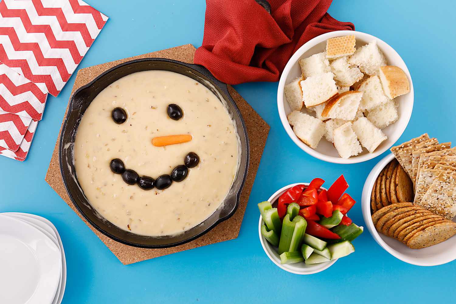 Skillet Snowman Cheese Dip