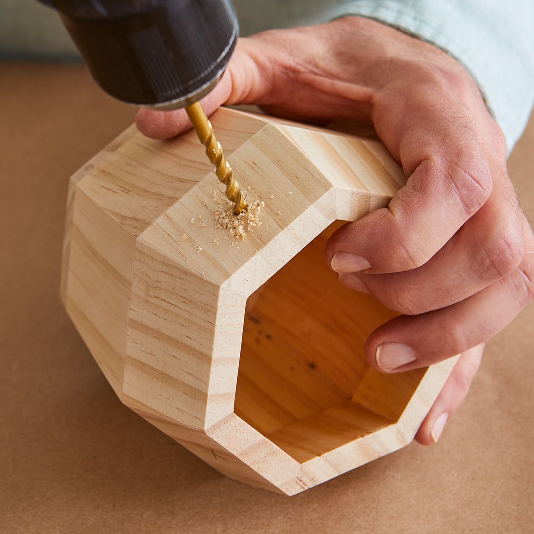 drilling holes in geo wood planter