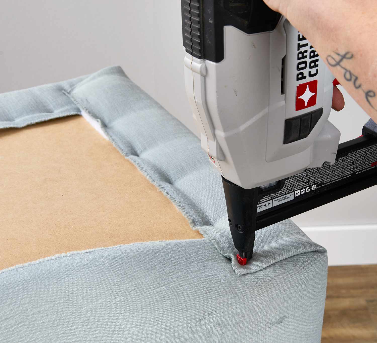 reupholster stapling fabric bottom