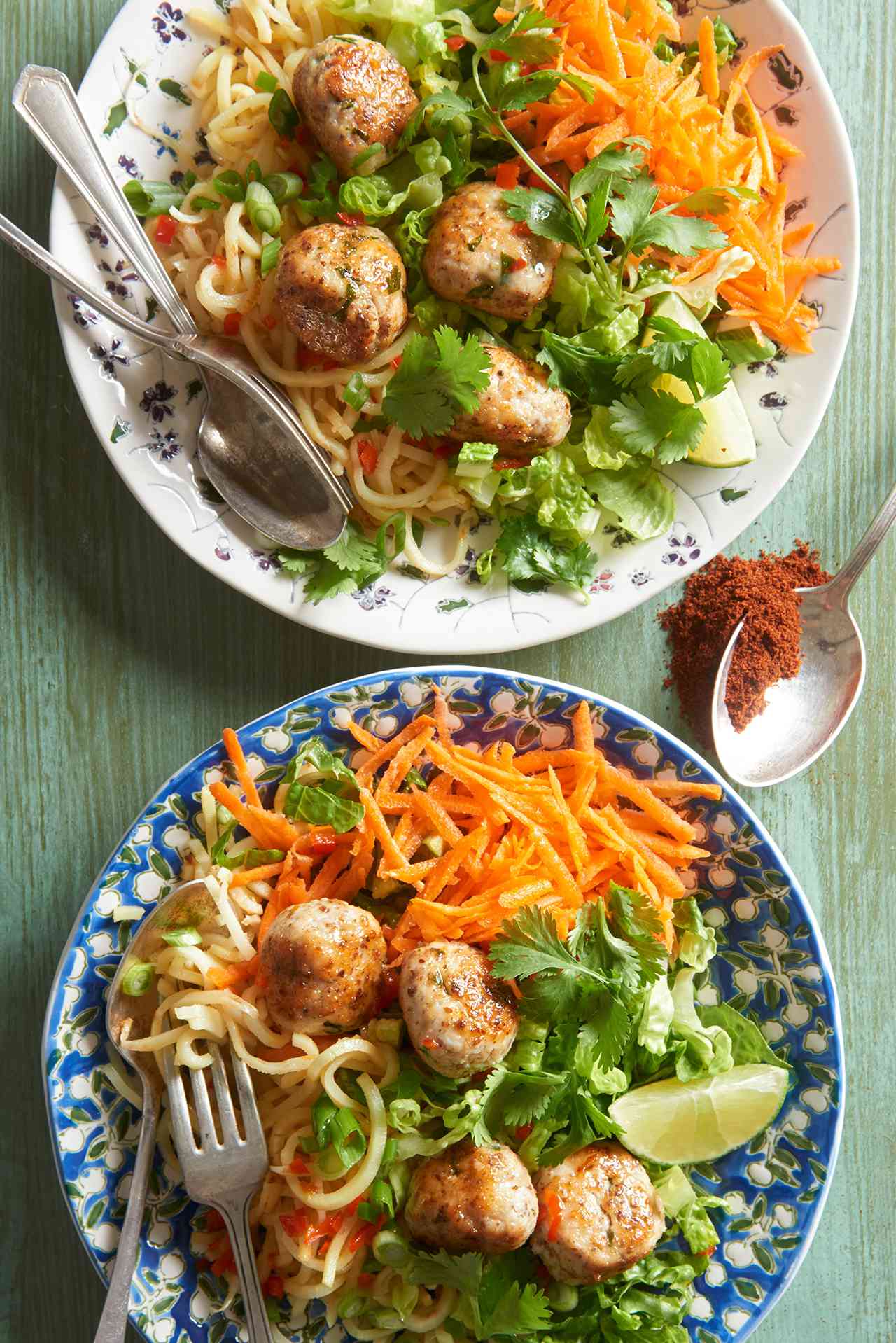 Paleo Chicken Meatball Noodle Bowls
