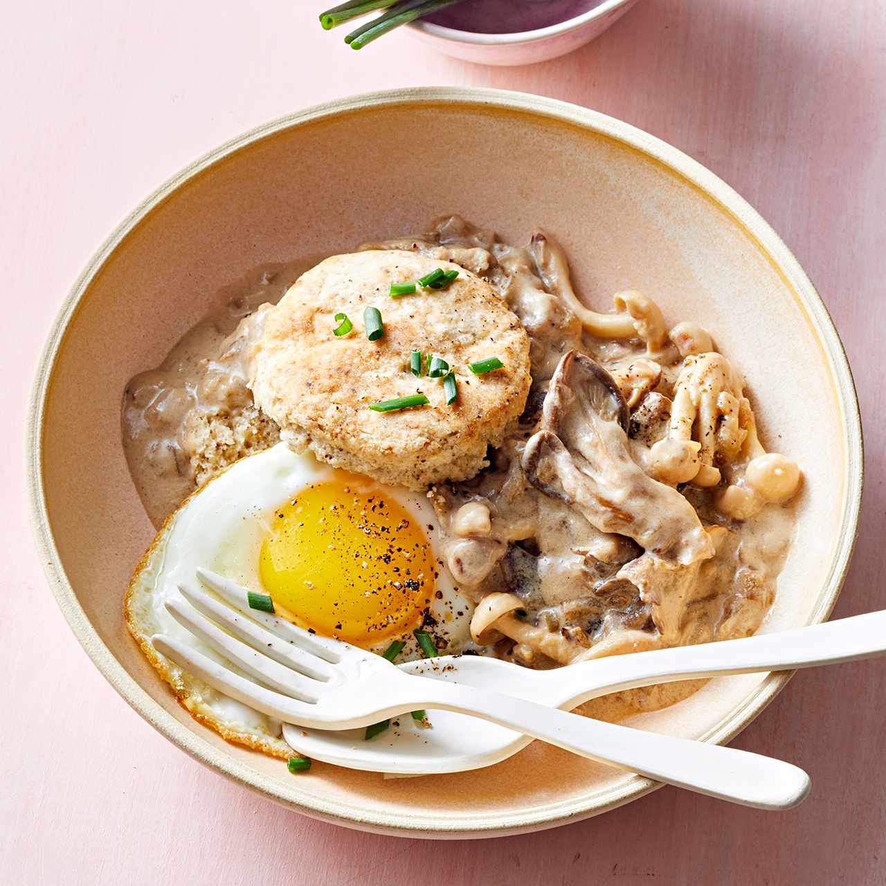 Porcini Biscuits and Mushroom Gravy 