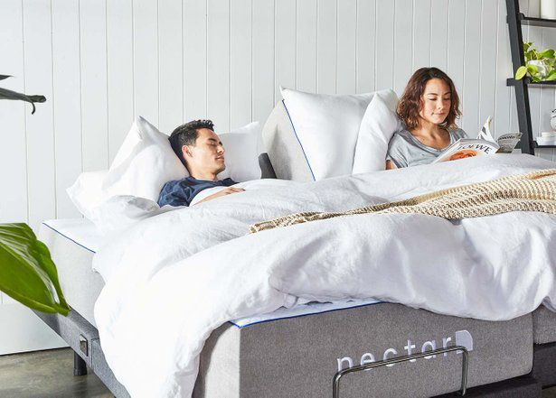 couple in adjustable bed