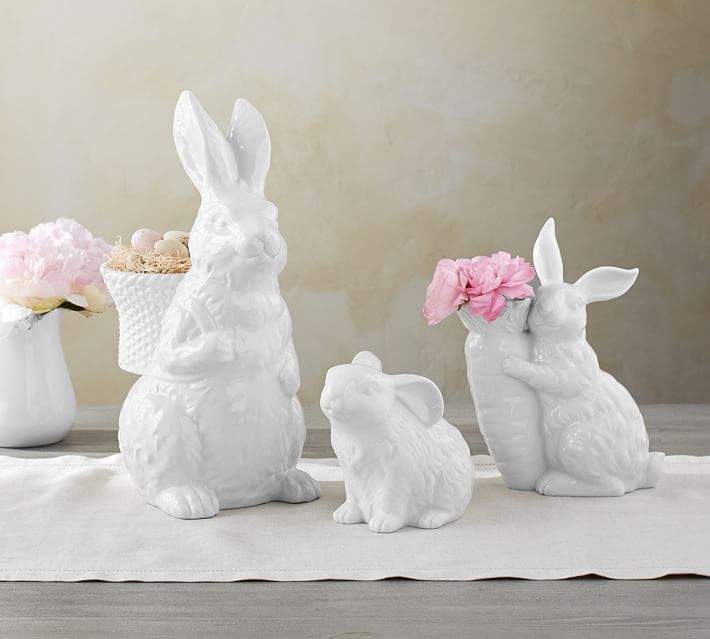 garden bunny set with pink flowers and eggs