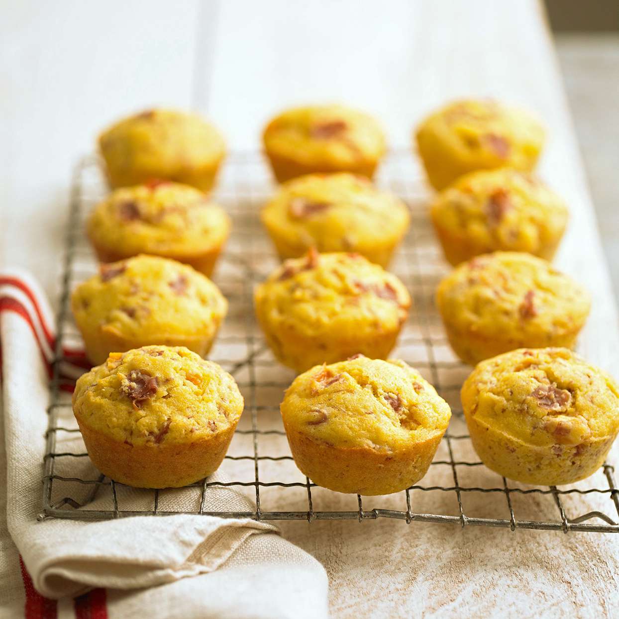 Peach-Prosciutto Cornmeal Muffins
