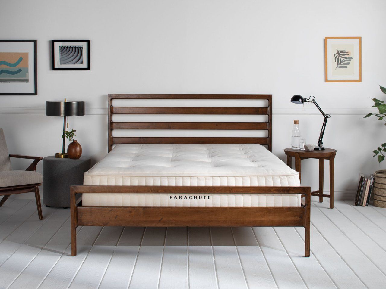 plain mattress on wood frame