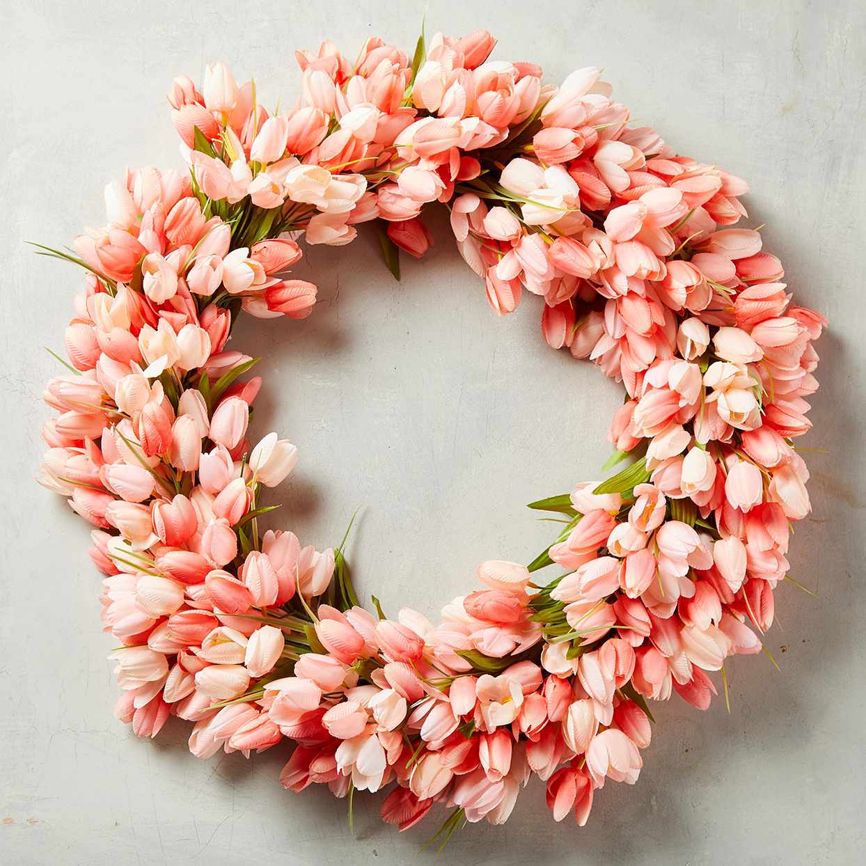 finished pink tulip spring floral wreath
