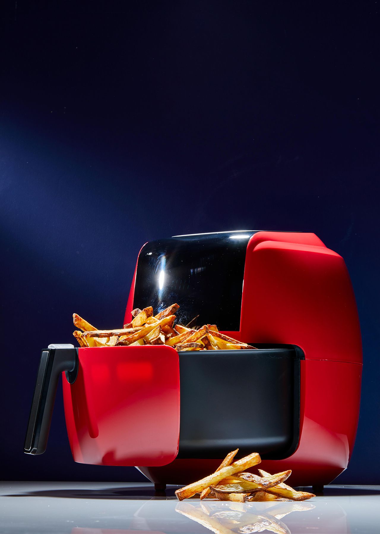 Red Digital Air Fryer with French Fries