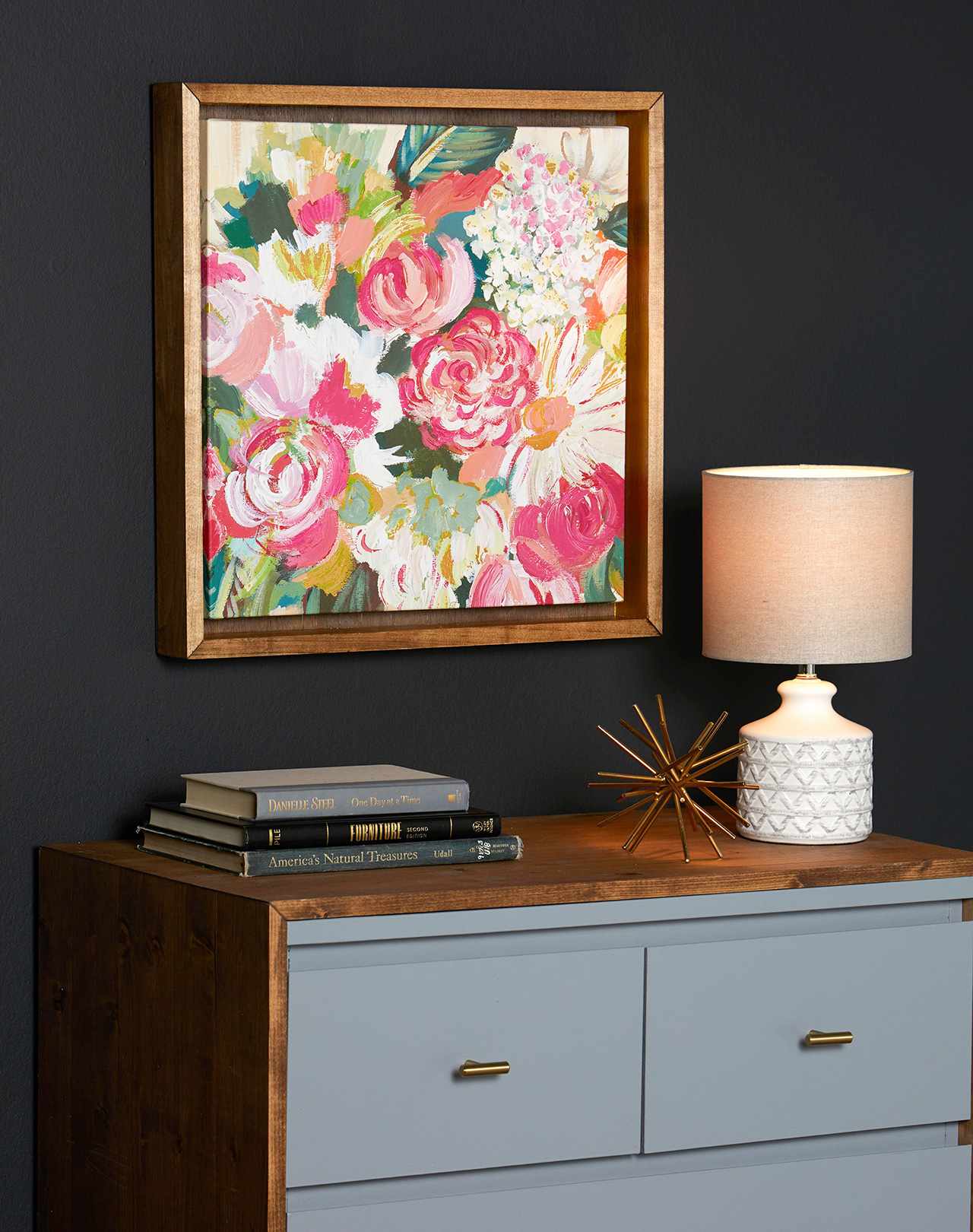 diy dresser and water color wall art