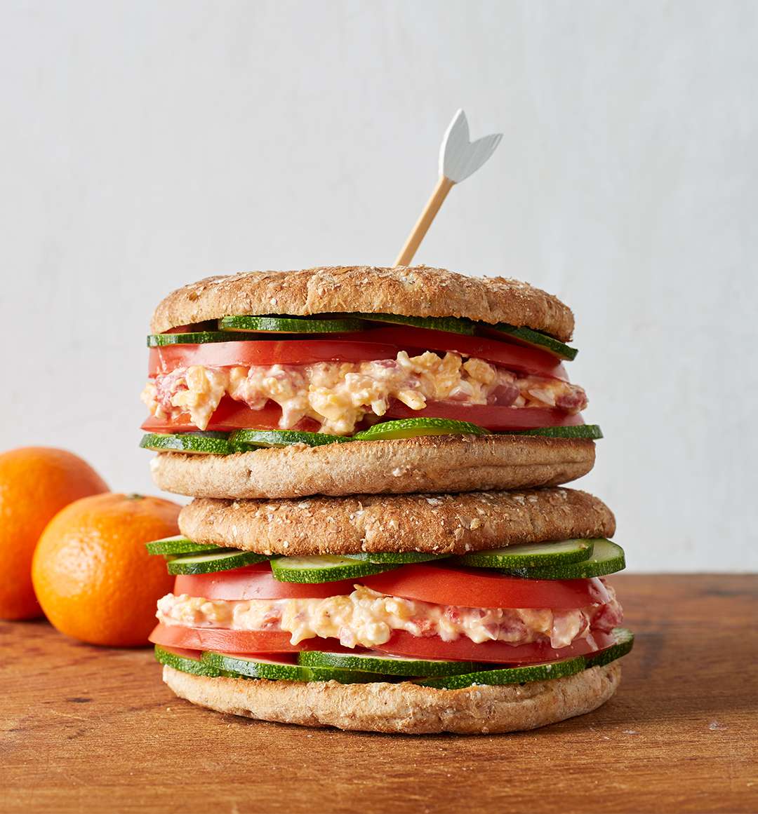 Stacked Veggie Sandwiches with Pimento Cheese