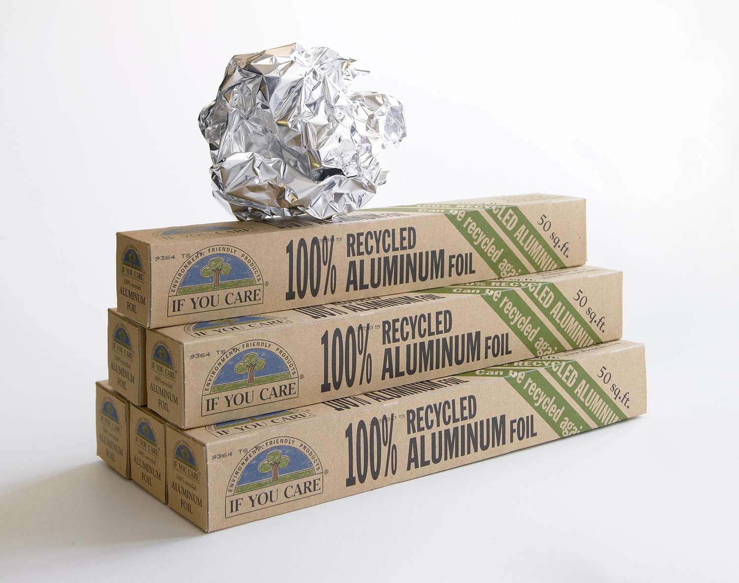 packages of recycled aluminum foil for makeshift grill brush