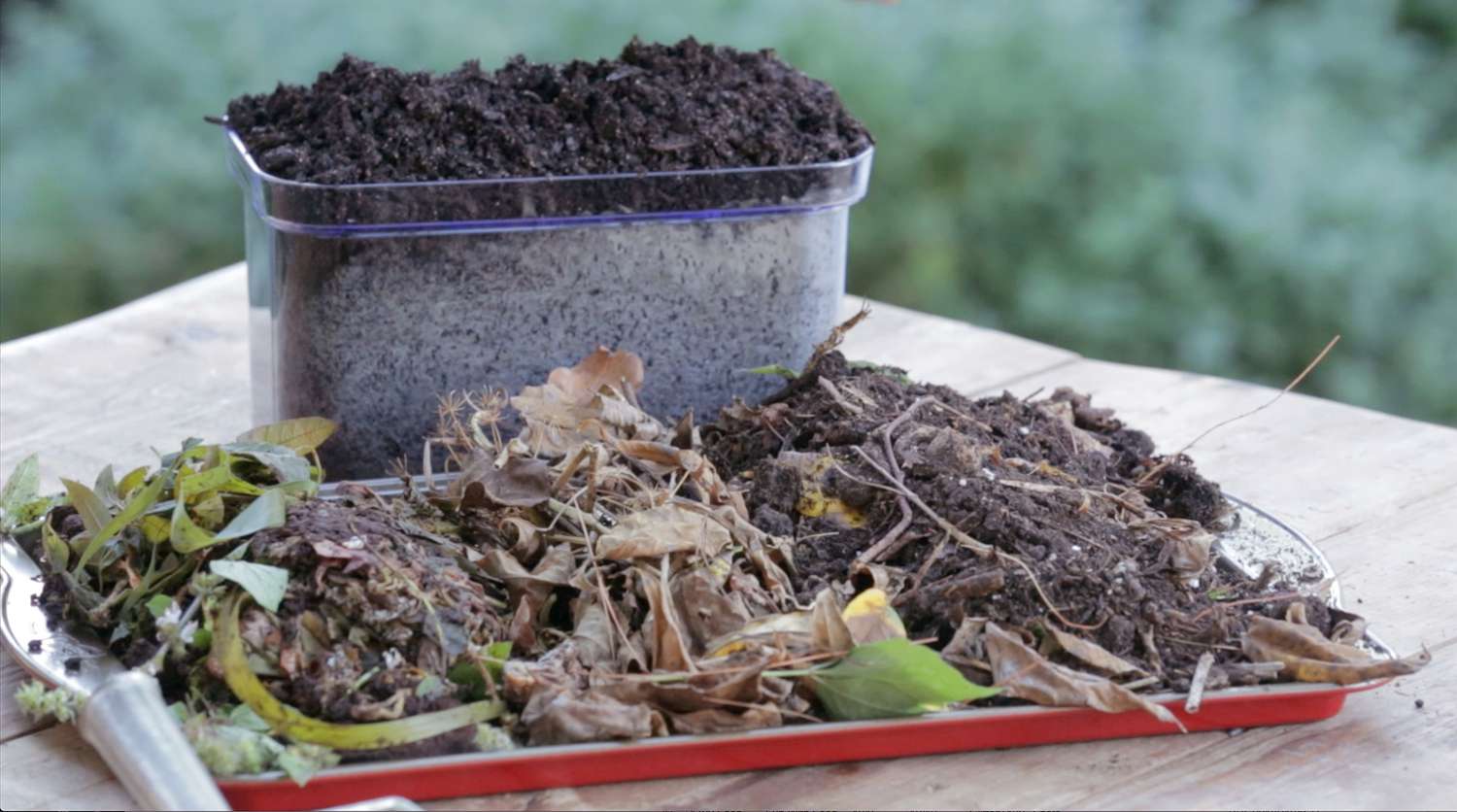 container of compost and compost materials