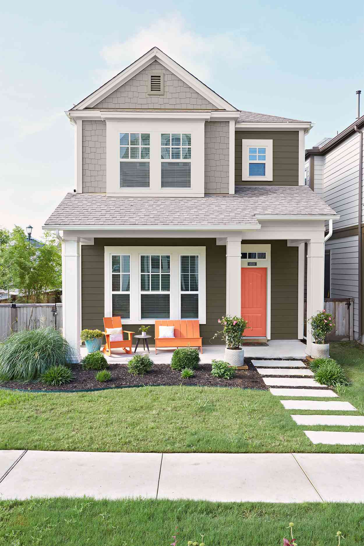 modern home exterior with gray color scheme