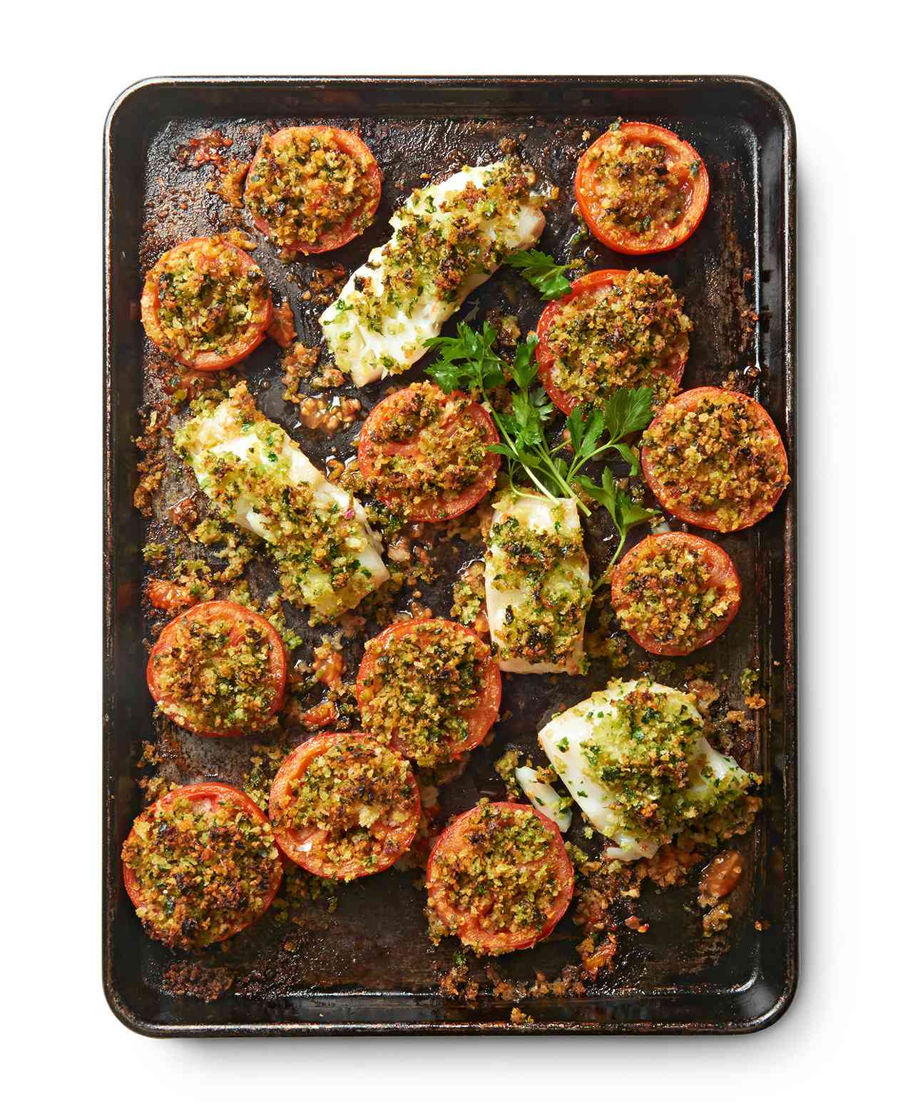 Cod and Tomatoes with Crispy Parsley Crumbs