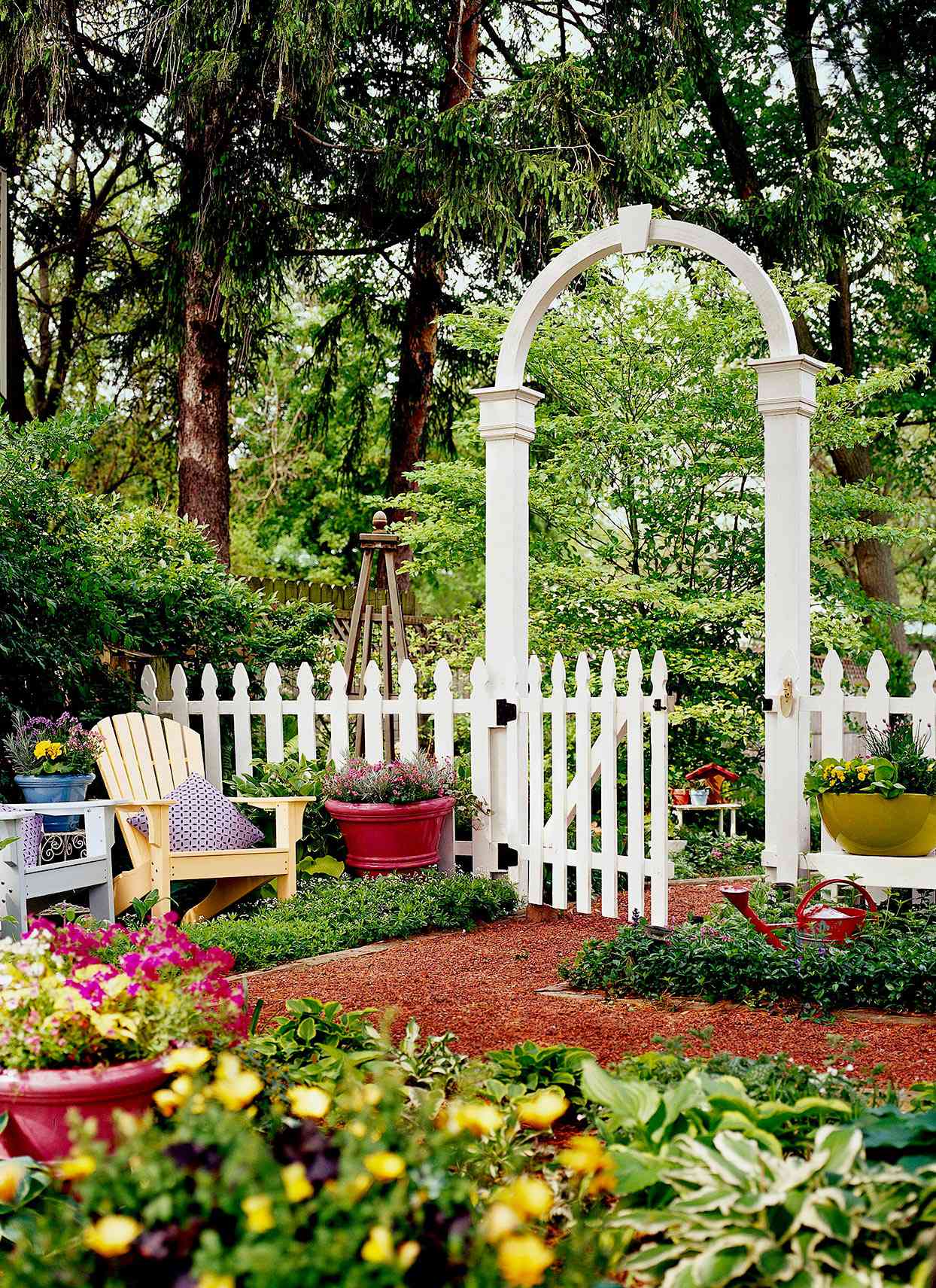 Picket fence with arbor