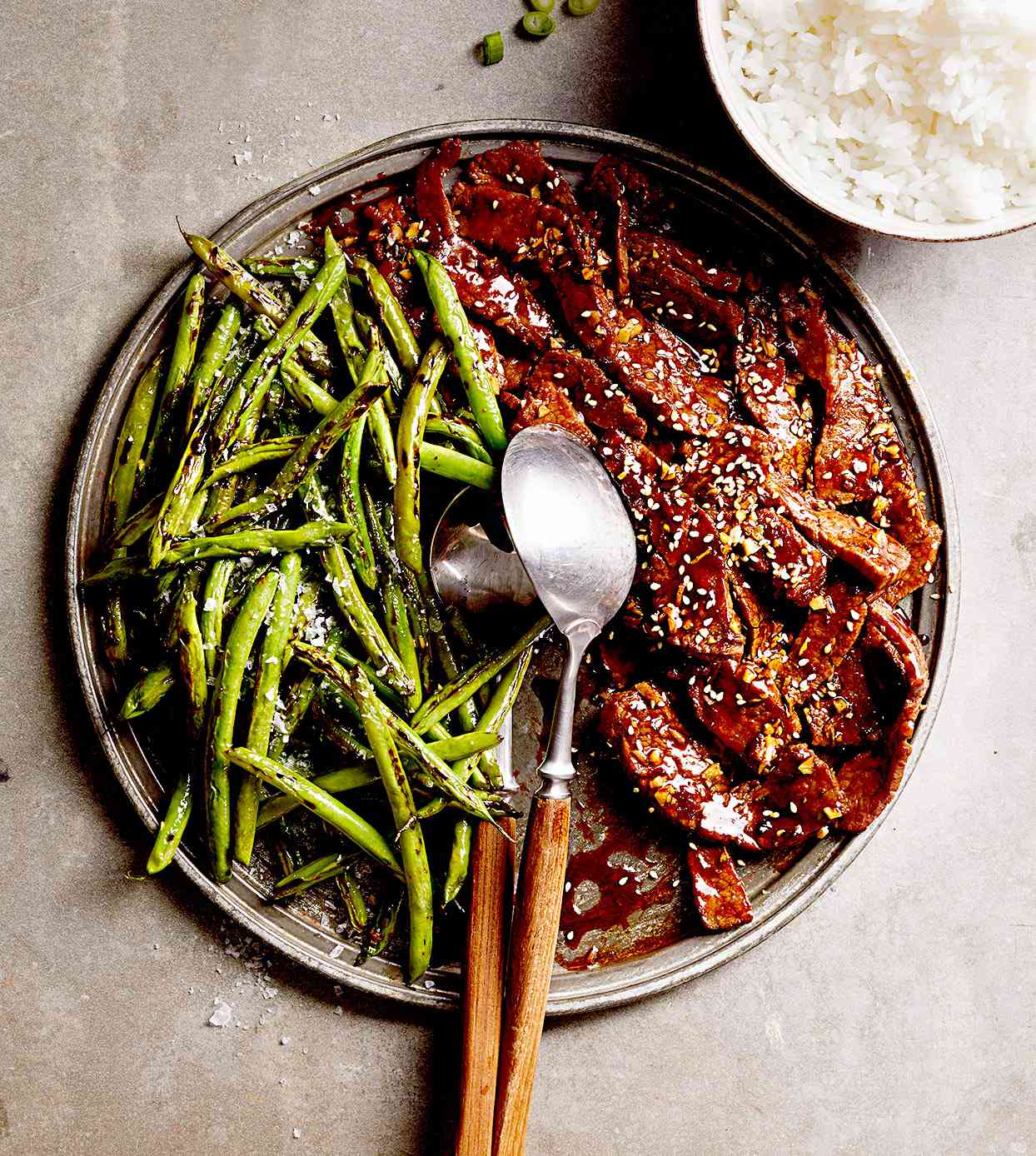 Soy-Glazed Flank Steak with Blistered Green Beans