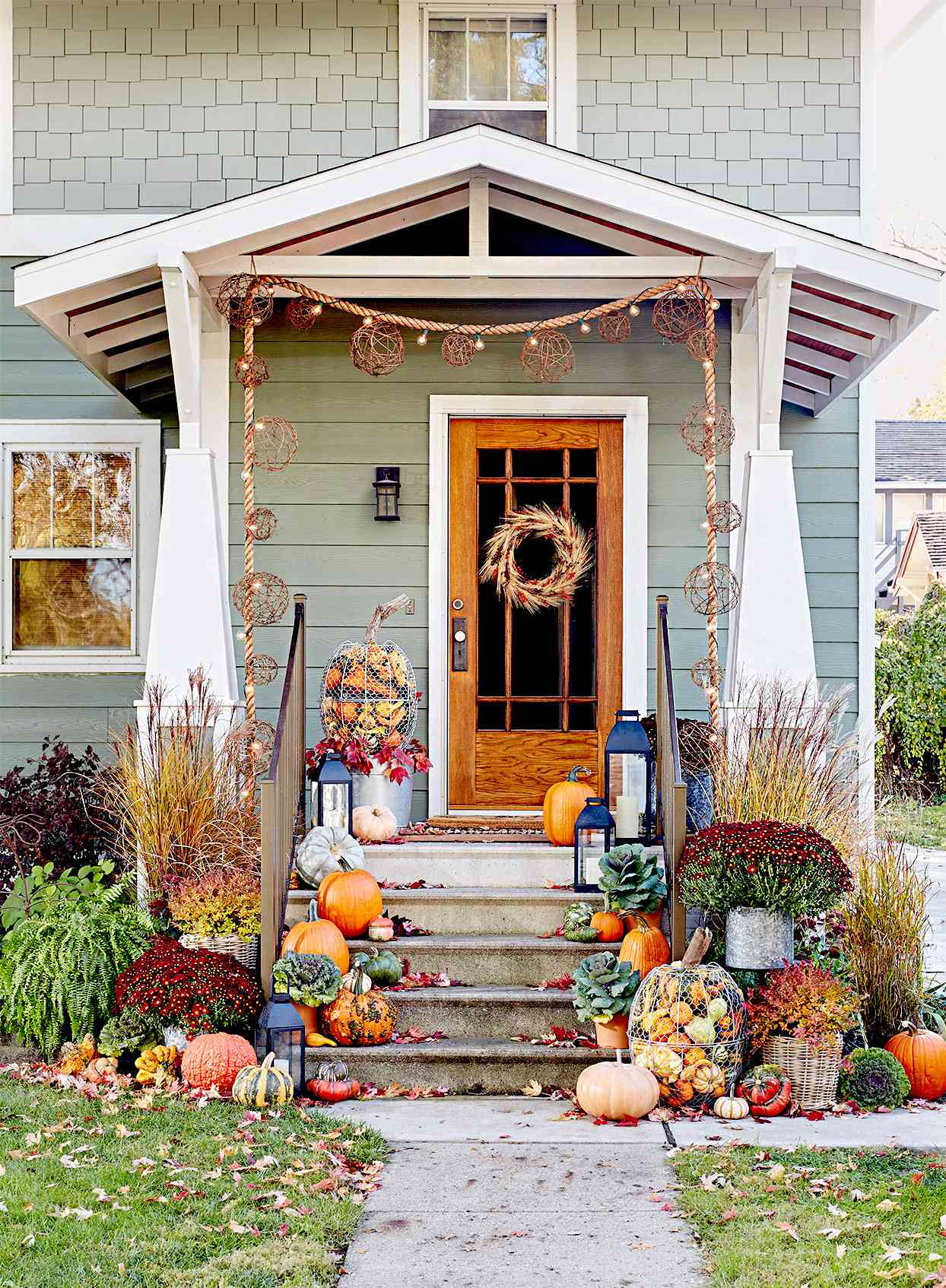 Front porch with fall decor