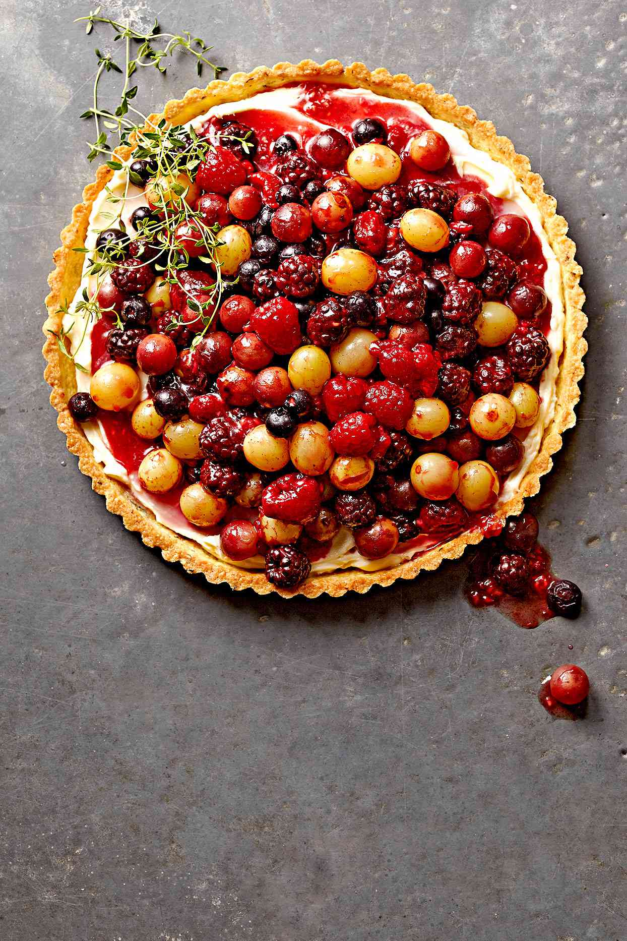 Roasted Berries and Grapes Tart