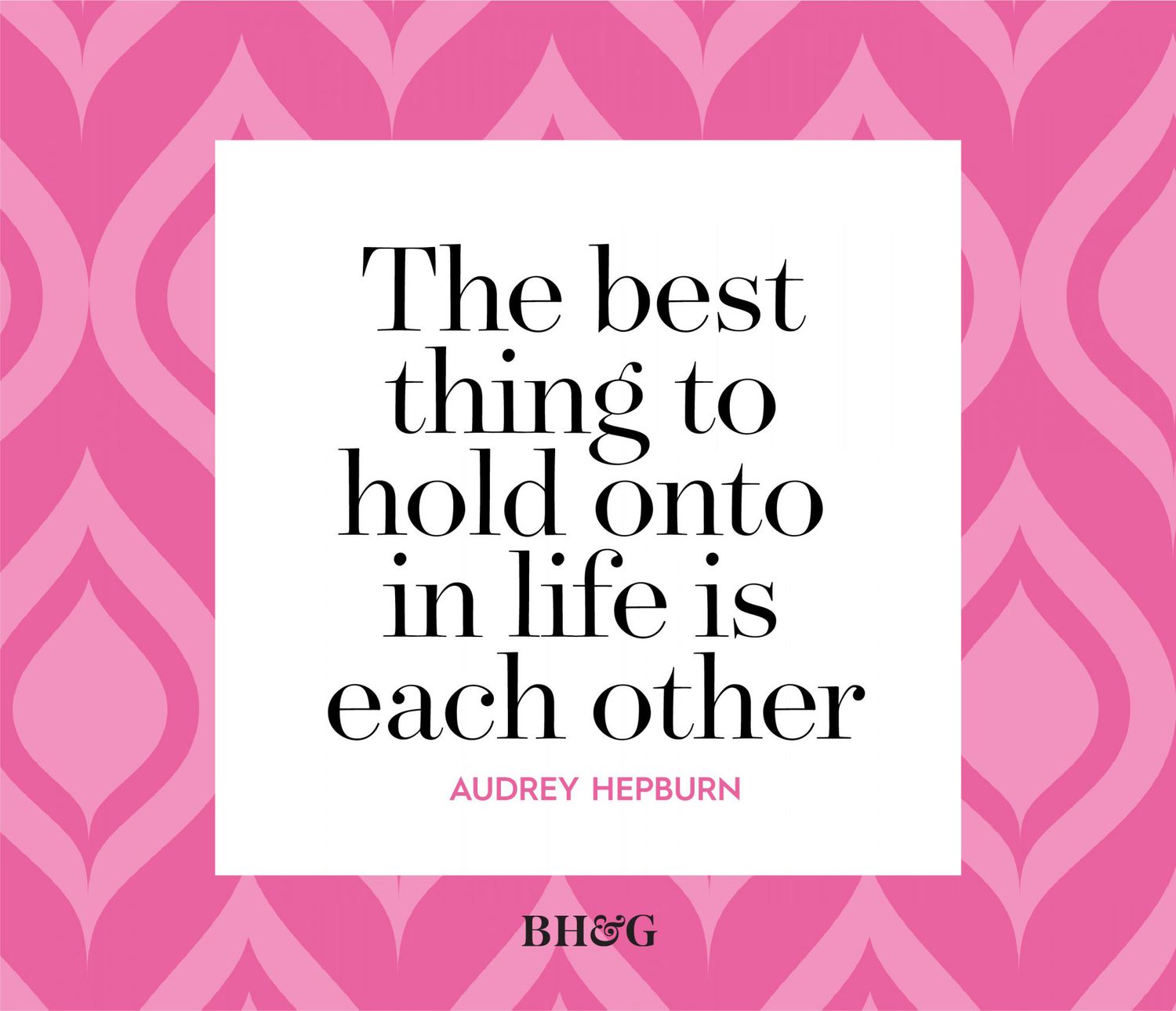 black Audrey Hepburn quote on a pink background