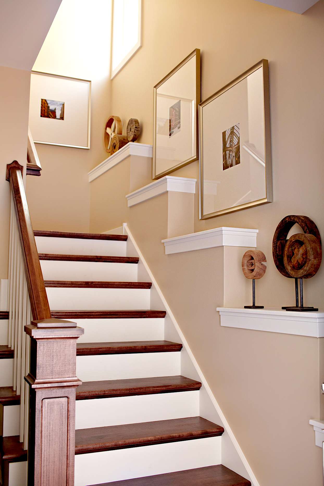 Stairwell with décor and artwork