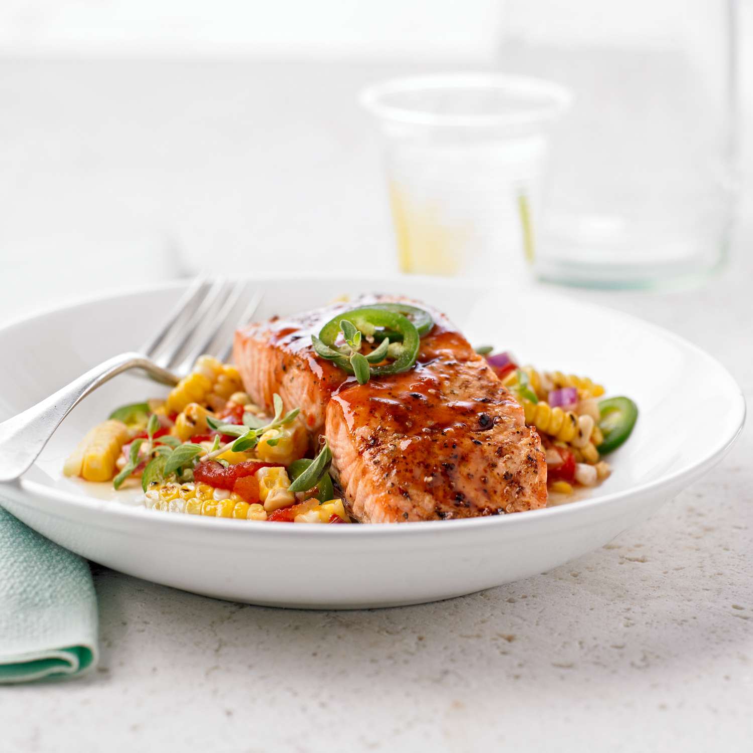 barbecued salmon with corn relish