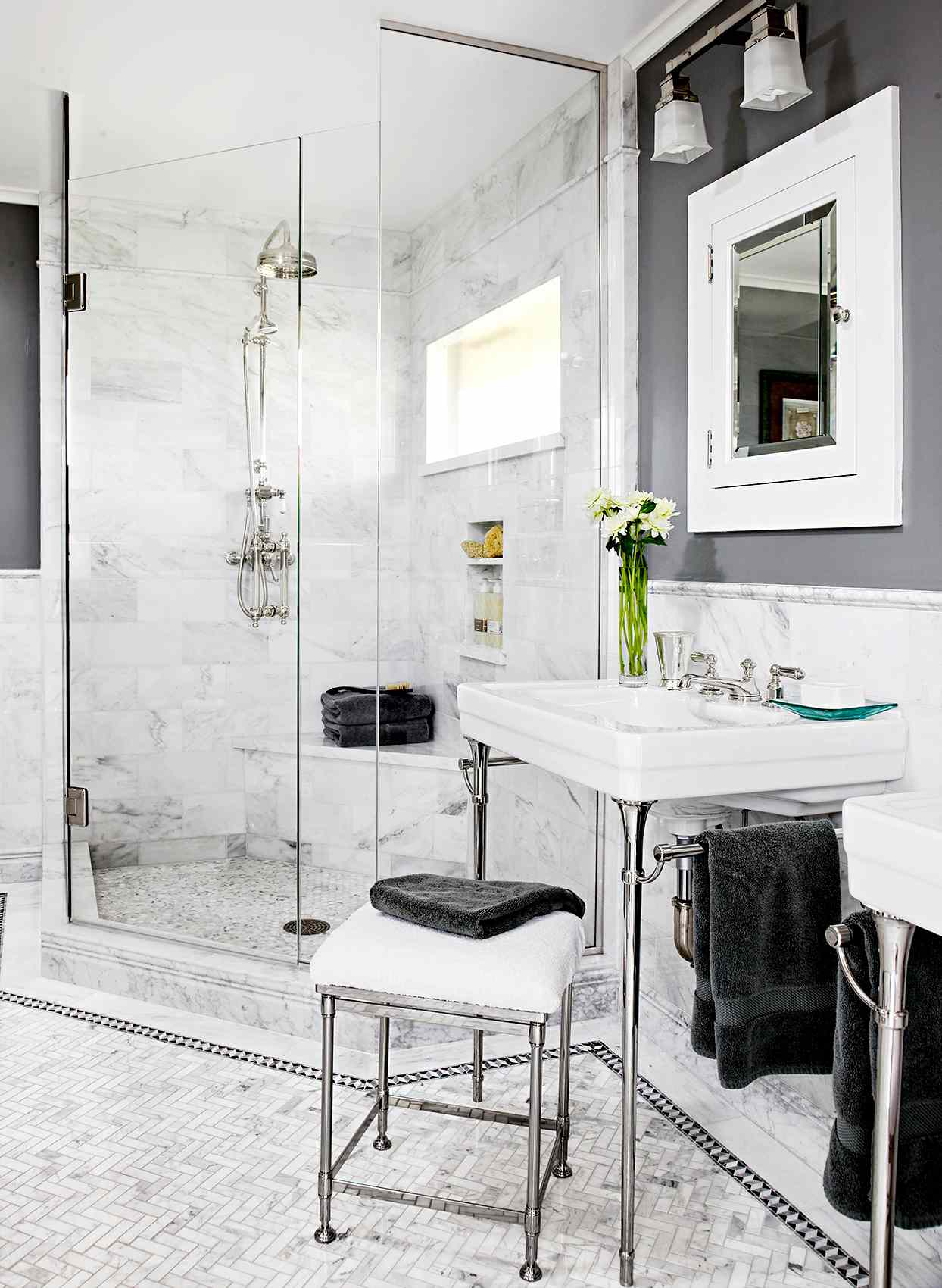 Bathroom with marble shower
