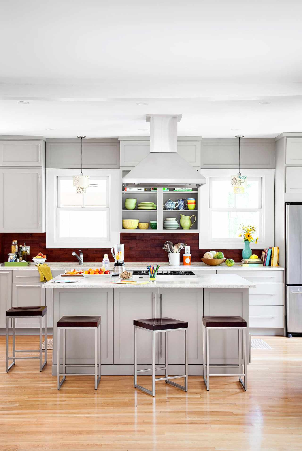 kitchen gray cabinets with island