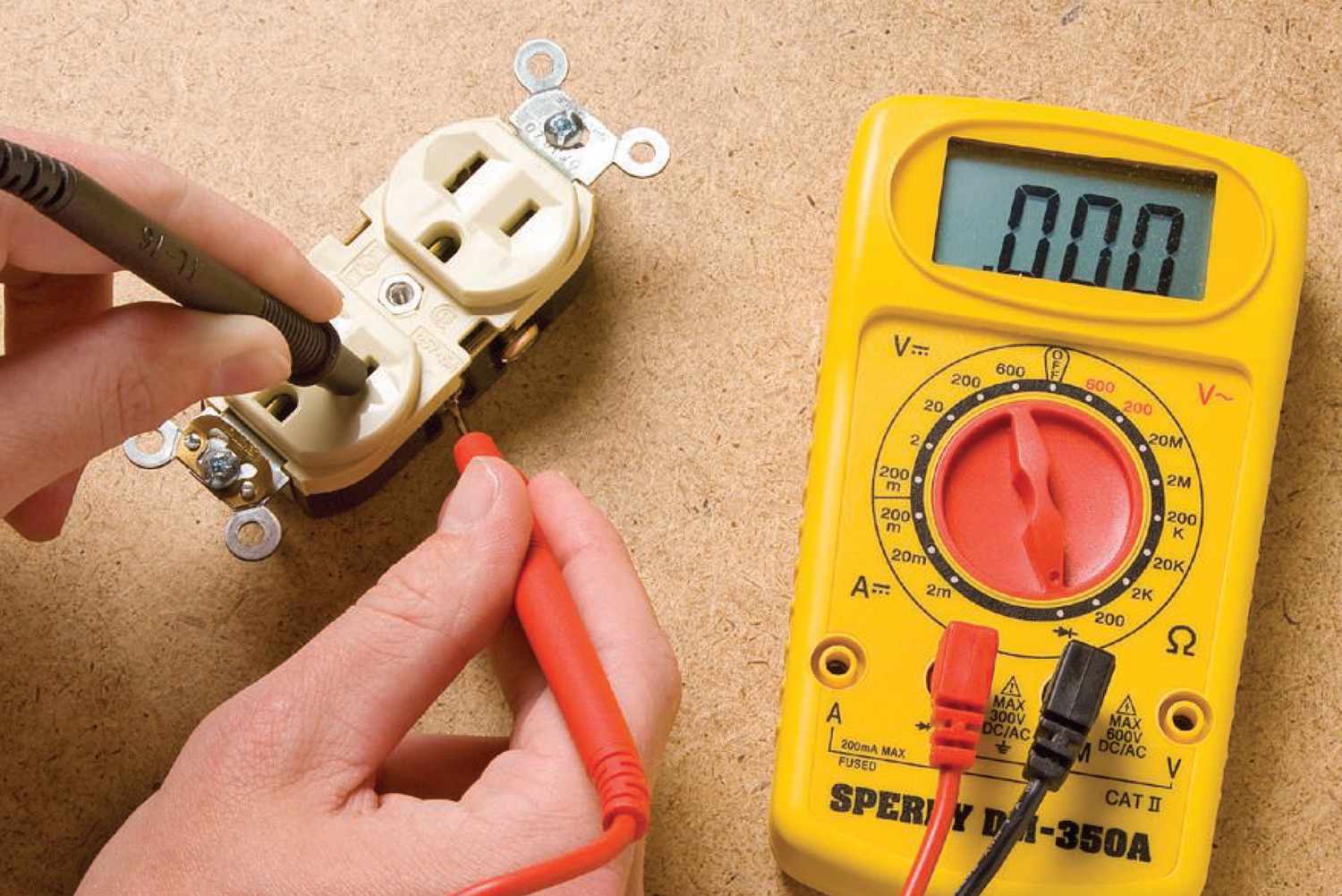testing voltage in removed outlet