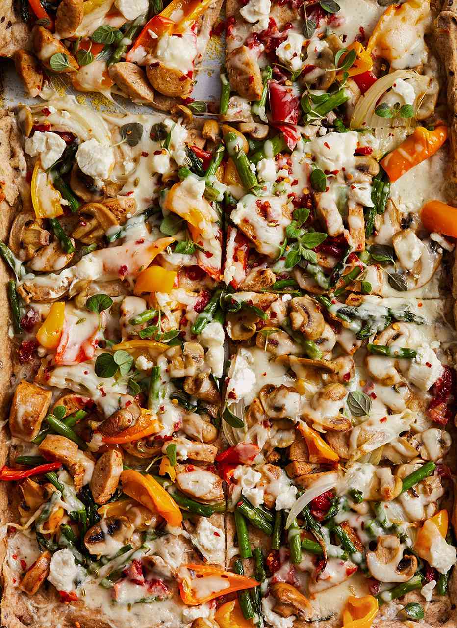Roasted Vegetable-Chicken Sausage Pizza