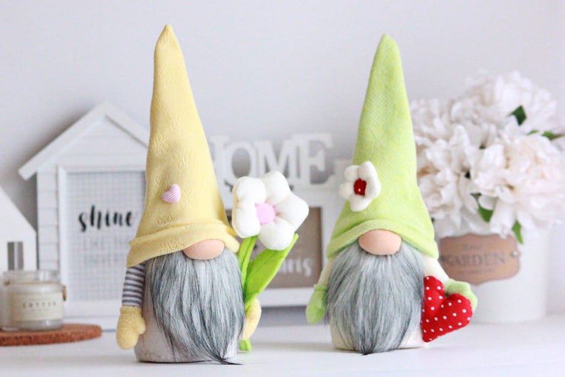 two plush Easter gnomes
