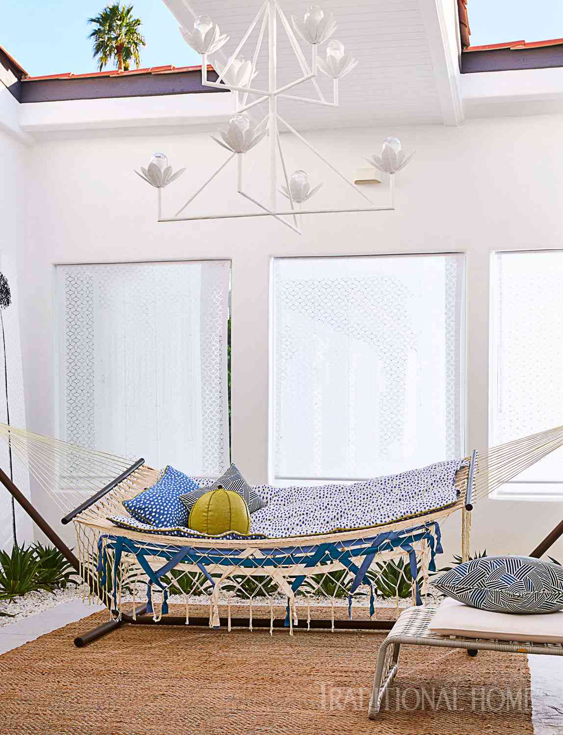 atrium with fringed hammock