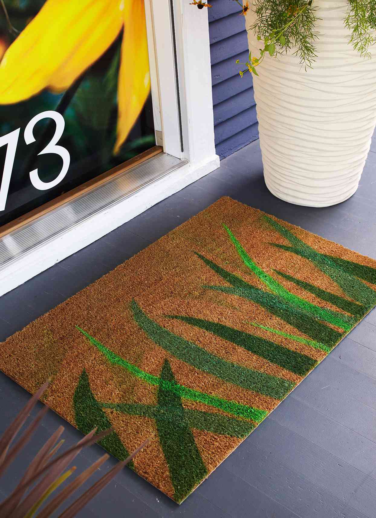 grass painted welcome mat