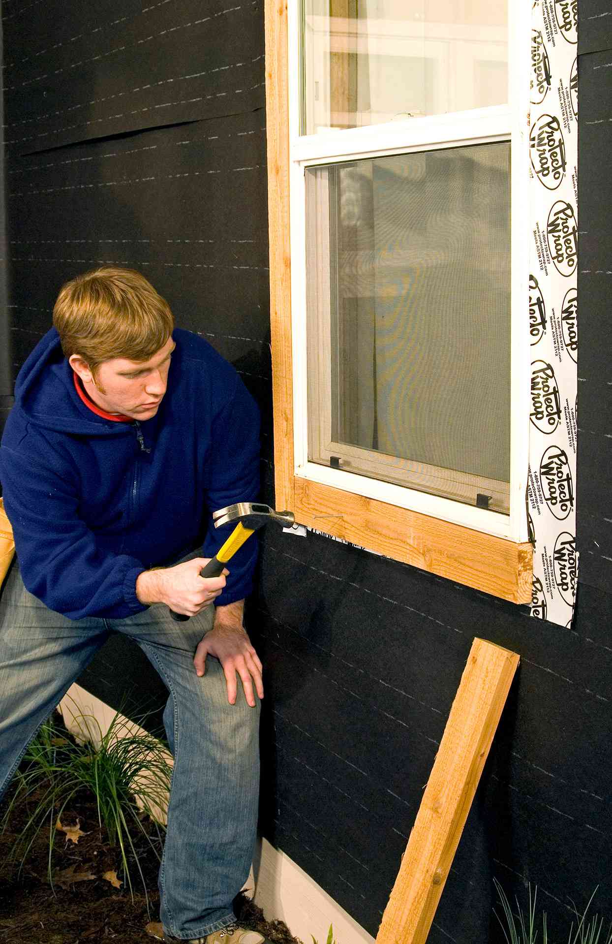 Installing wood trim around window