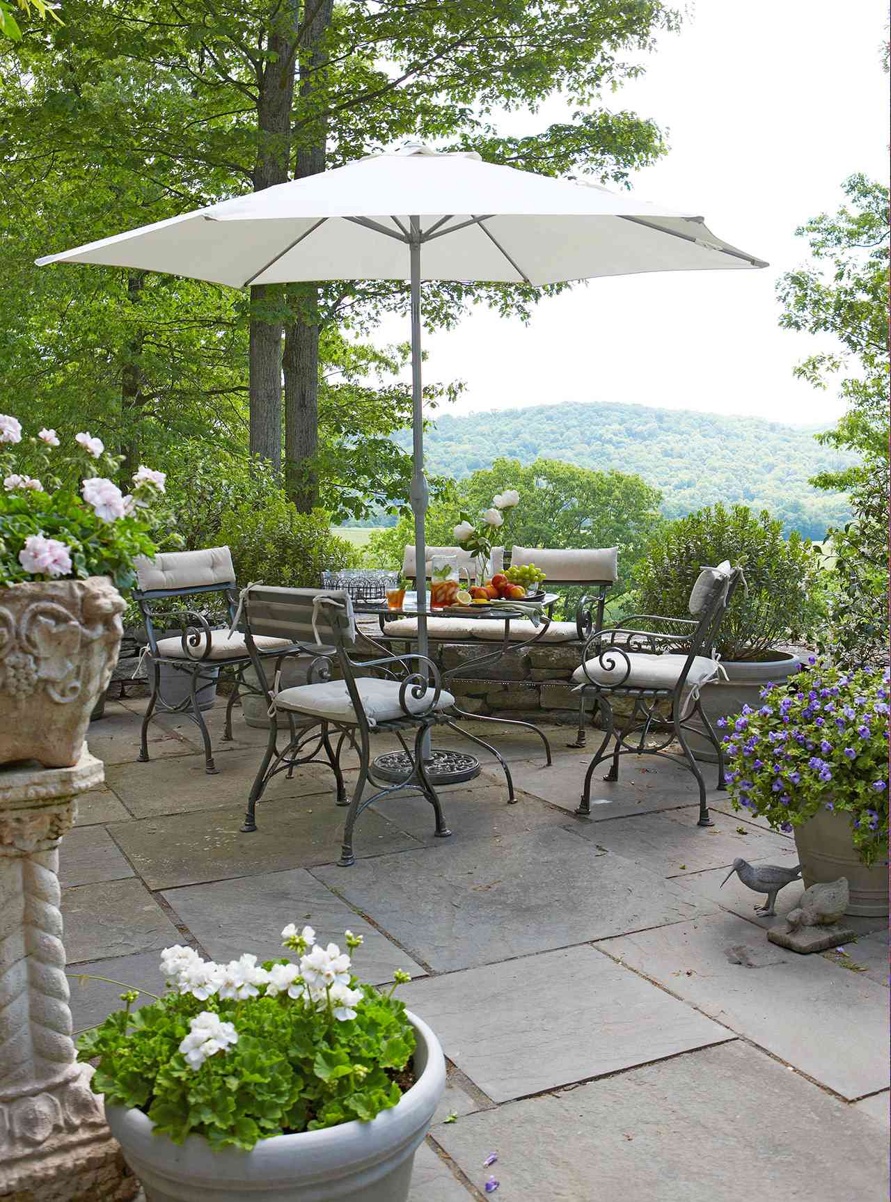 stone patio seating with views
