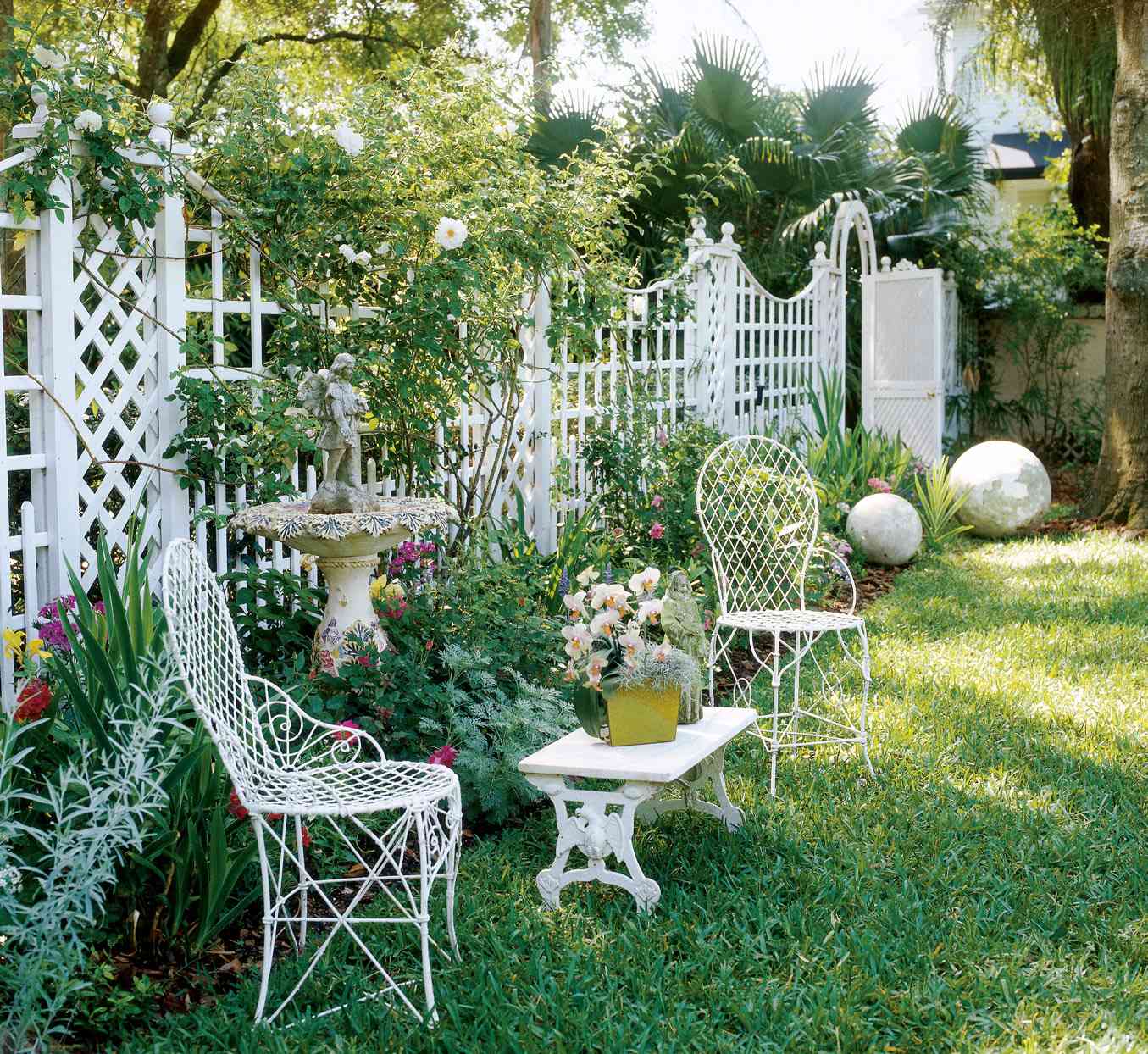 trellis fence vintage outdoor white furniture