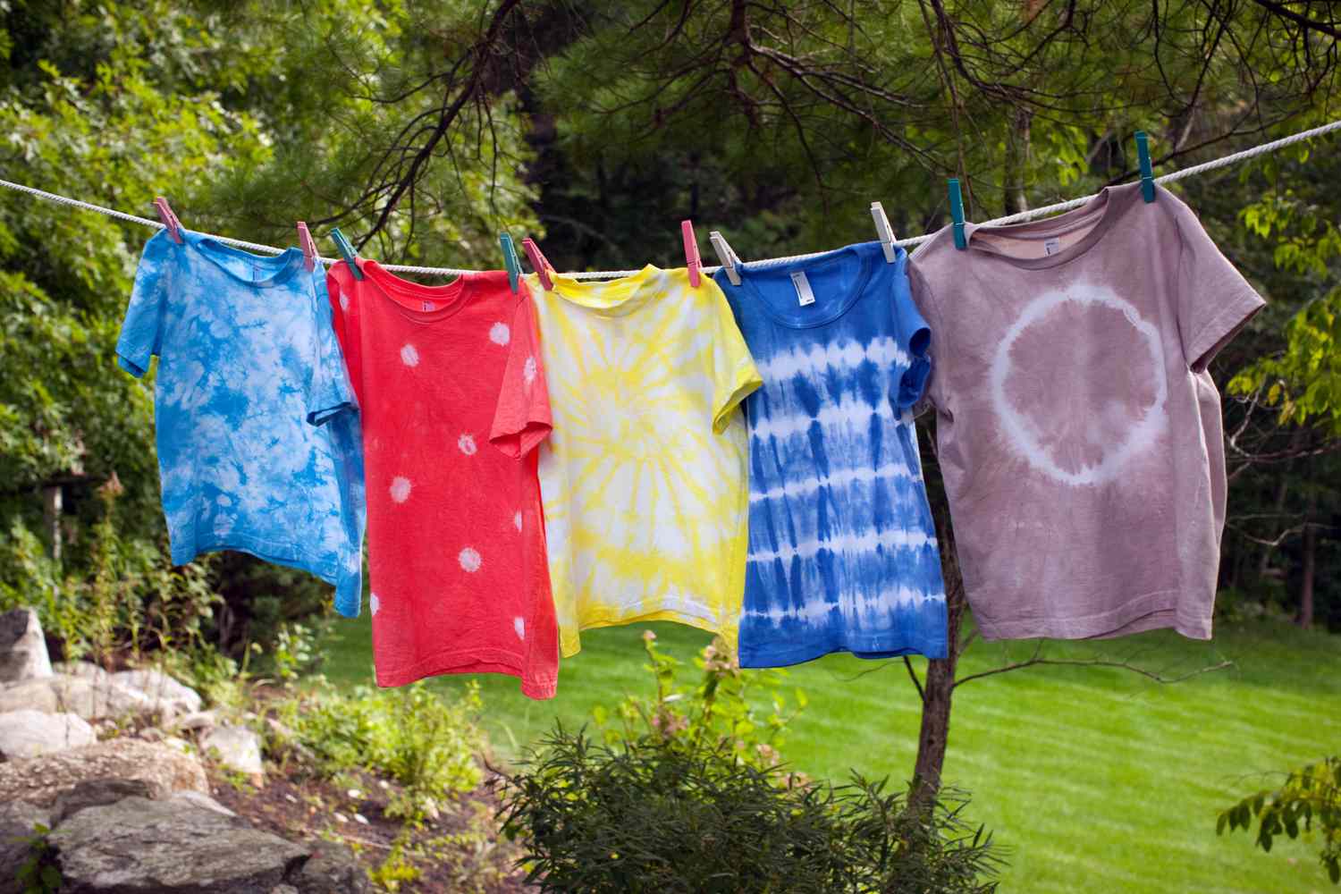 tie dye hanging outside