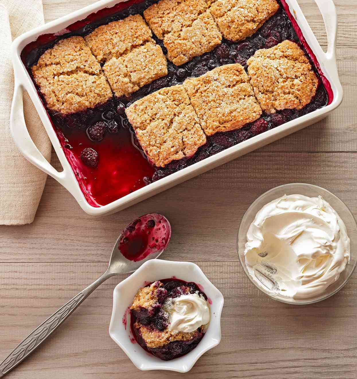 Black-and-Blue Cobbler with Brown Sugar-Pecan Biscuits