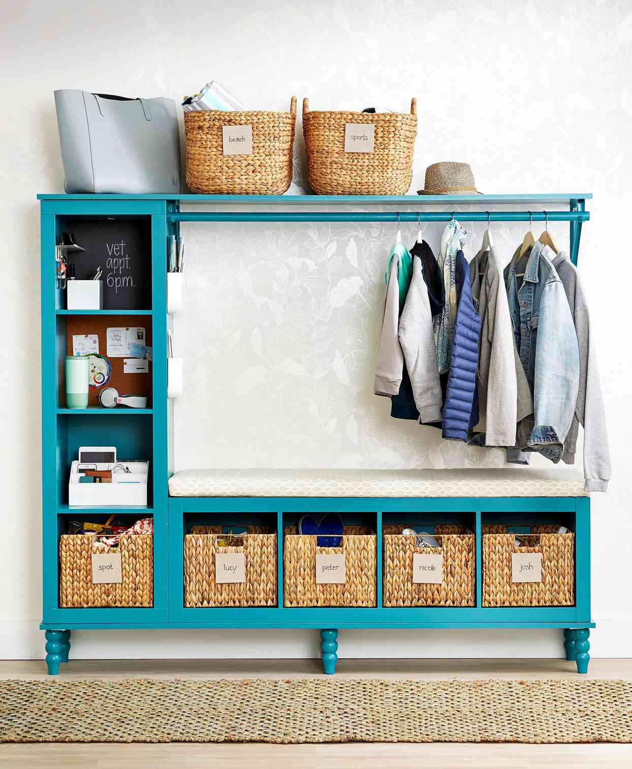 Teal Entry Unit With Storage Cubes