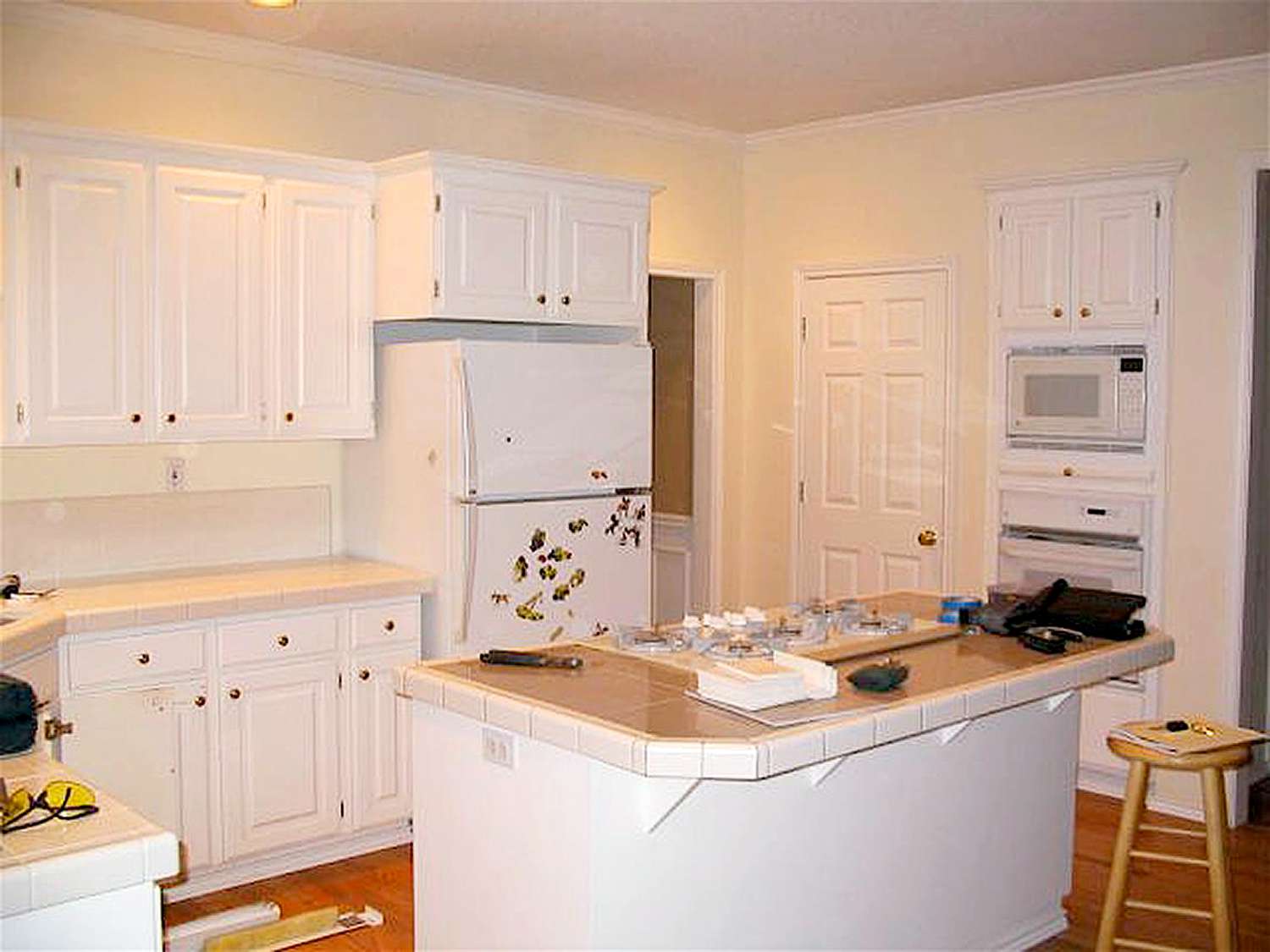 Interior of white kitchen at home